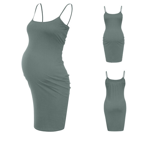 Γυναικεία μονόχρωμη ψηλόμεση ελαστική bodycon φούστα μολύβι εγκυμοσύνης, γυναικεία 2