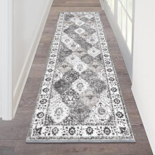 Tapis de couloir bohème 60 x 180 cm – Polyester antidérapant et lavable