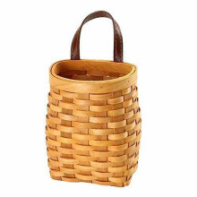 Panier suspendu en bois tressé à la main, organisateur mural rustique (12,5 x 9,5 x 15,5 cm), pour fleurs séchées, fruits, légumes, petits