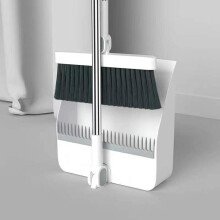 Conjunto de Vassoura e Pá de Lixo com Cabo Longo de 96 cm (37,8 pol.) para Casa/Cozinha/Escritório (Branco)