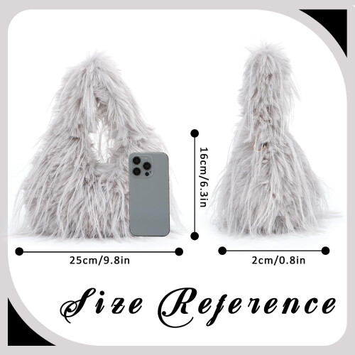 Τσάντα Tote από ψεύτικη γούνα για γυναίκες Y2K Fluffy τσάντα χειρός, μικρή χαριτωμένη 1