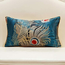 Marineblauwe kussenhoezen met gouden pauwenverenmotief (30x50 cm), luxe sierkussenhoezen voor bank, fauteuil, woonkamer, slaapkamer en auto.