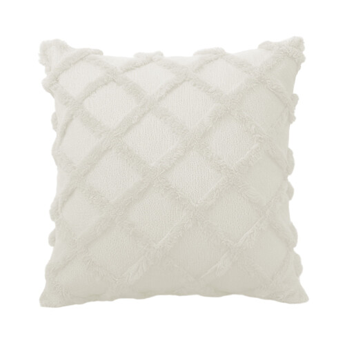 Coussin de canapé beige à carreaux avec fermeture éclair invisible 1
