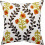 Capa de almofada decorativa bordada com flores em lona de algodão, 45x45 cm (18x18 polegadas). 1