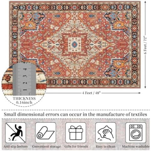 Vintage orange 12x1,8 m tæppe – maskinvaskbar chenille 1