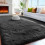 Black fluffy shag area rug 5x7 feet 7