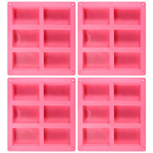 4-Pack Siliconen Zeepvormen - 6 Rechthoekige DIY Zeepvormen voor Cake, Cupcake, Muffin, Koffietaart, Pudding en Zeep
