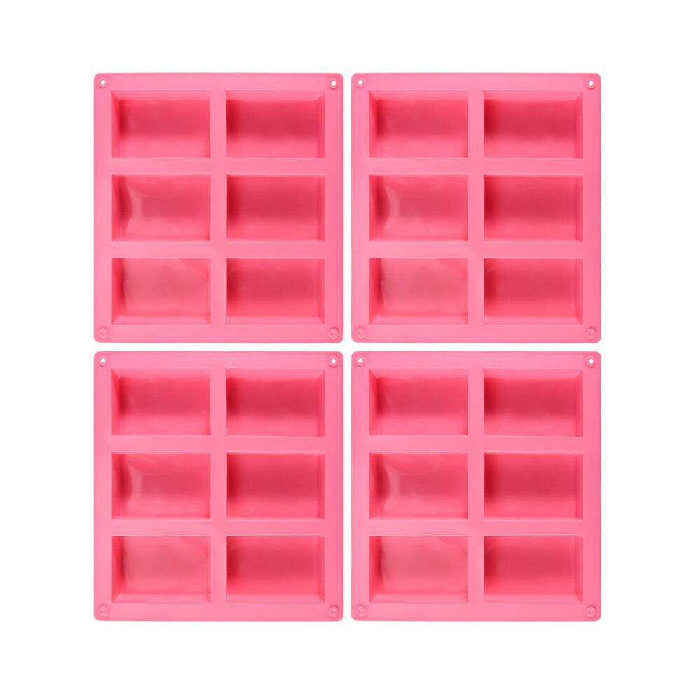 Jojomino 4 Pack Silicone Soap Molds - 6 Cavity Rectangle Diy Soap Molds For Cake, Cupcake, Muffin, Coffee Cake, Pudding And Soap