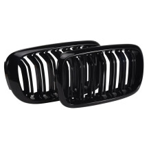 Front Kidney Grille Double Slat Sport Grill For- X5 F15 X6 F16 X5M F85 X6M F86 2013-2019 (Gloss Black)