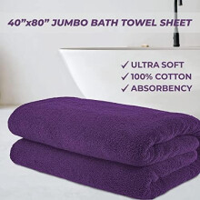 Drap de bain extra large 100 % coton (40 x 80 cm), serviette de bain turque extra large, violet