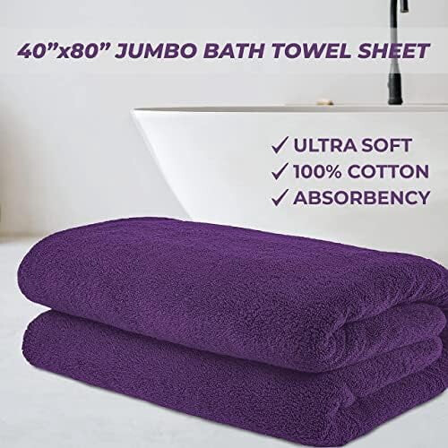 Drap de bain extra large 100 % coton (40 x 80 cm), serviette de bain turque extra large, violet