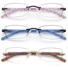 Ochelari de citit fără rame pentru femei, cu blocare a luminii albastre, cu margini colorate, cu model de balamale cu arc, imprimare, Mix2.50