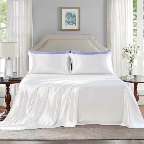 Ensemble de draps King Satin 4 pièces en polyester 1