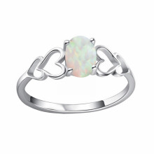 Ovale ringen met witte opaal, gemaakt van 925 sterling zilver, edelsteen sieraden voor dames.