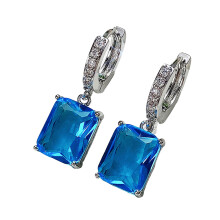 Grandi orecchini pendenti con zirconi per donna, orecchini a goccia scintillanti a forma di cubo con strass, gioielli per banchetti e appuntamenti
