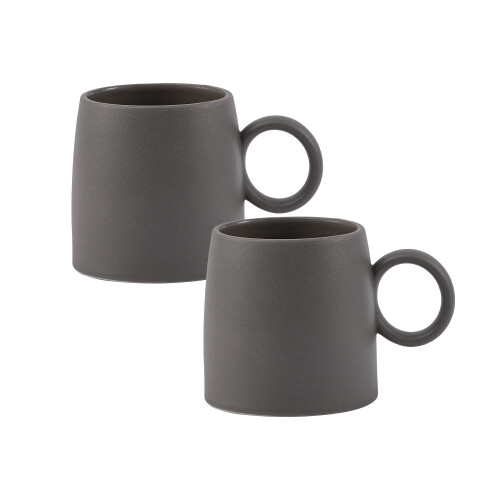 Σετ 2 Ίσιες Κούπες Bico Reactive Glaze Dark Grey, Κατάλληλες για φούρνο μικροκυμάτων και