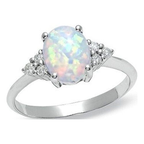 Opal Round Ring for Womens Natural Ring Engagement Ring Blue Gemstone Ring 1