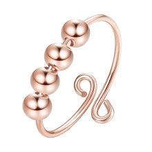 Anello antistress da donna con perline, girevole, oro rosa, fino al 60% di sconto