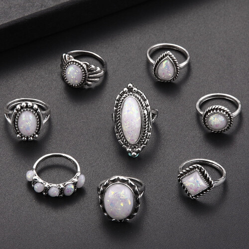 Bunte Cocktailringe, Sterlingsilber, Opal-Diamant 1