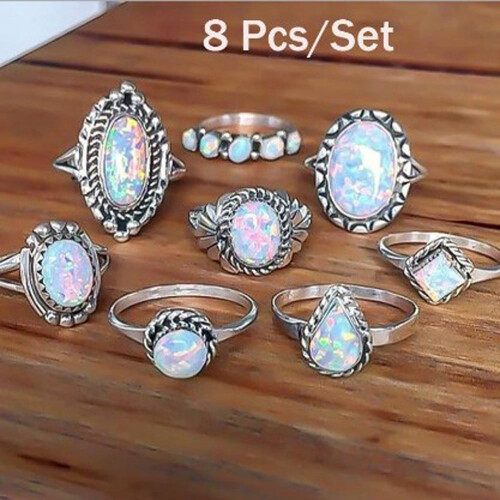 Bunte Cocktailringe, Sterlingsilber, Opal-Diamant