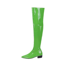 Laarzen voor tienermeisjes, herfst/winter, lage hak, lakleer, synthetisch, hoge overknee laarzen met zijrits, maat US: 9.5 (43)