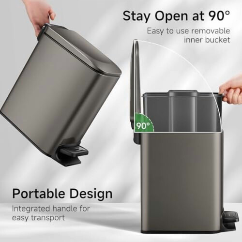 Κάδος απορριμμάτων μπάνιου Slim6L με καπάκι Soft-Close, από ανοξείδωτο ατσάλι, 1