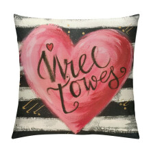 Ensemble de housses de coussin pour la Saint-Valentin – Rayures noires, blanches et roses