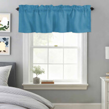 Cortina de varão azul oceano moderno, 42x18 polegadas, compatível com varões de cortina padrão.