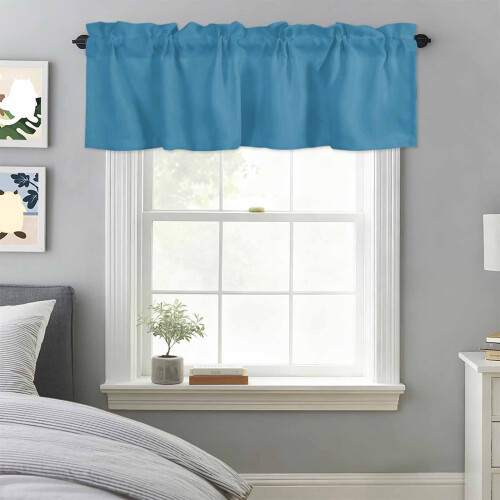 Cortina de varão azul oceano moderno, 42x18 polegadas, compatível com varões de cortina padrão.