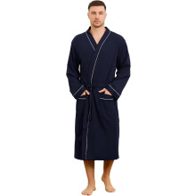 Miesten 100% puuvillainen kevyt kylpytakki, pehmeä ja hengittävä kylpytakki taskuilla, klassinen kimono-kylpytakki miehille