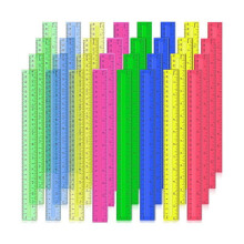 Reglas de plástico de 12 pulgadas, 32 unidades, transparentes, de colores surtidos, reglas métricas a granel con pulgadas mj3812