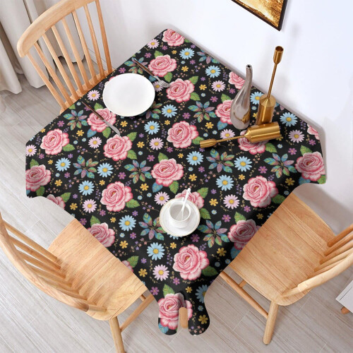Τετράγωνο τραπεζομάντιλο με floral εκτύπωση 52x52 ίντσες 1