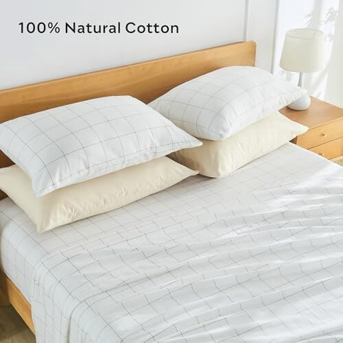 Taies d'oreiller rayées 100 % coton, format Queen, lot de 2 2