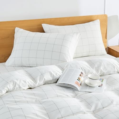 Taies d'oreiller rayées 100 % coton, format Queen, lot de 2 1