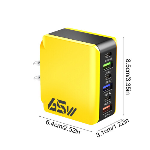 Γρήγορος φορτιστής 65W 6 σε 1 με θύρες USB-C και USB-A, φόρτιση φορητού υπολογιστή 65W Type-C - 1