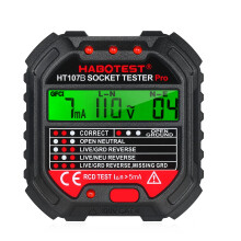GFCI-Steckdosenprüfer mit Spannungsanzeige, 90-Steckdosenprüfer, automatischer Polaritätsprüfer, Sicherungsfinder HT107B