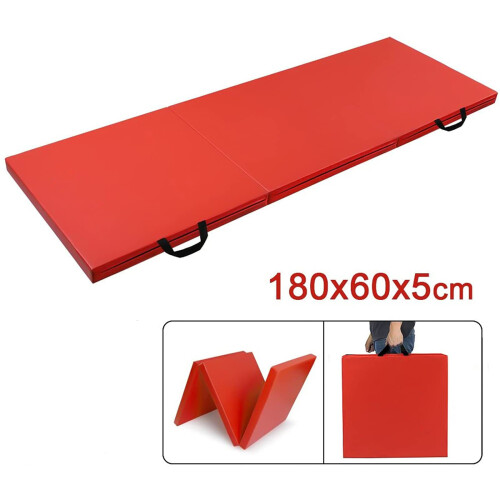 Red Thick Folding Gymnastics Exercise Mat for Home Gym