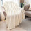 Κουβέρτα Fleece Twin 60x80", Μπεζ – Μαλακή, Βελούδινη, Ζεστή, Άνετη Ριχτάρι με Κρόσσια Pompom 3