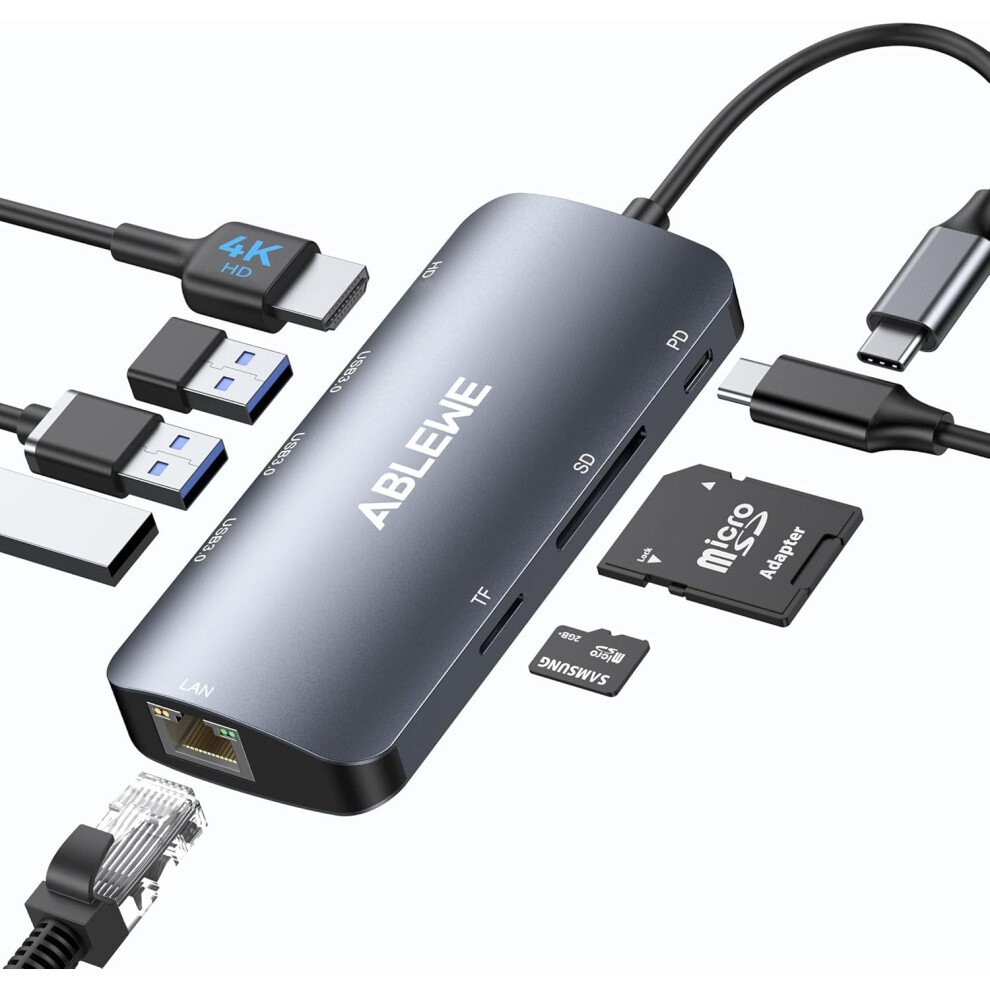 Usb-C Hub 4K@60Hz Hdmi 1000Mbps Ethernet 100W Pd 3Usb3.0 9132278131023