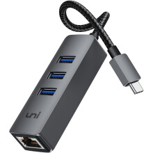 USB-C til Ethernet-adapter 1 Gbps, 4-i-1 USB 3.0 hub, Thunderbolt 4/3-kompatibel, til MacBook Pro/Air, iPad Pro, Surface, Chromebook