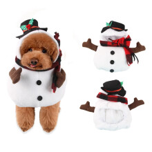 Costum de om de zăpadă pentru câini mici – Costum amuzant de Crăciun cu pălărie, compatibil cu câini și pisici mici