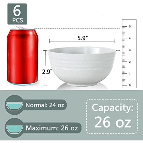 Άθραυστα μπολ σιταριού με άχυρο 25oz, κατάλληλα για φούρνο μικροκυμάτων και 2