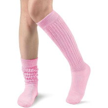 1 Paar lässige Damensocken, kniehoch, lange Socken, aus Baumwolle, schlauchförmig, gerafft