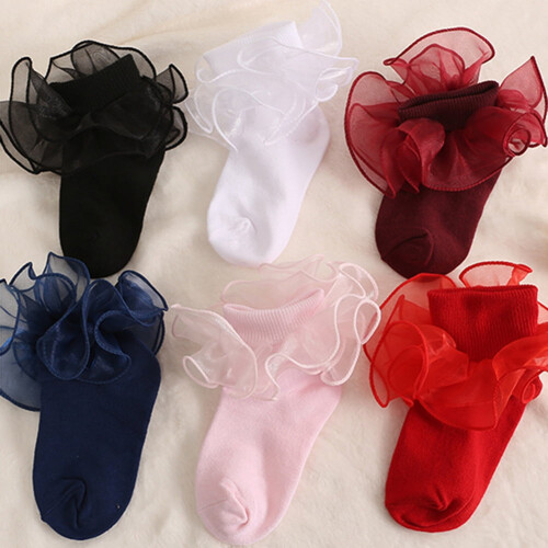 Volangfotsockor Spetsstrumpor Mode Dam Flickor Prinsessstrumpor 2