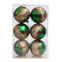 6 palline natalizie retrò infrangibili (8 cm), rosse/verdi/oro, compatibili con alberi di Natale