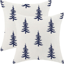 Capas de Almofada de Natal 45x45cm, Conjunto de 2, Estampa de Árvore Vermelha e Cinza, Capas de Almofada para Sofá/Cama com Tema de Inverno –