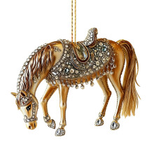 Roze schommelpaard kerstornament – Geschikt voor kerstboom en autospiegel, Painted Ponies collectie