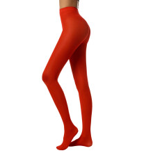 Collants rouges pour femmes, couleur unie, haute élasticité, bas en soie.