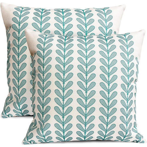 Conjunto de 2 capas de almofada decorativas em linho com estampa de bolinhas pretas, 45x45 cm (18x18 polegadas), compatíveis com almofadas padrão.