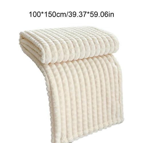 Manta de lã listrada branca, 150 x 100 cm 2